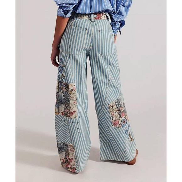 Free People Runyon Patched Floral Embroidery Pants - Picture 2 of 5